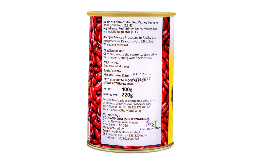 Golden Crown Red Kidney Beans In Brine   Tin  400 grams
